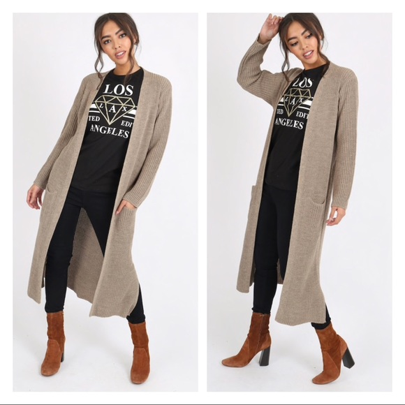 LilyandGypsy Sweaters - Longline cardigan in taupe